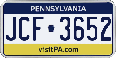 PA license plate JCF3652