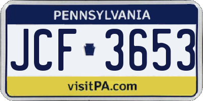 PA license plate JCF3653