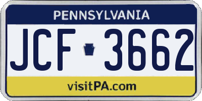 PA license plate JCF3662
