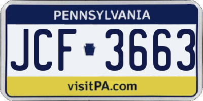 PA license plate JCF3663