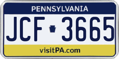 PA license plate JCF3665