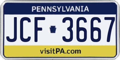 PA license plate JCF3667