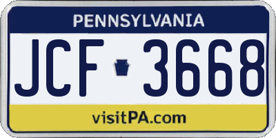 PA license plate JCF3668
