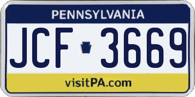 PA license plate JCF3669
