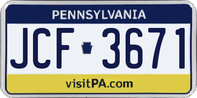 PA license plate JCF3671