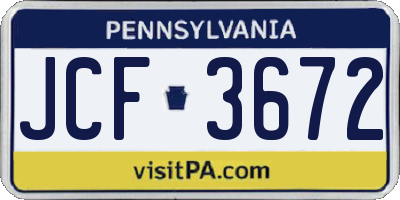 PA license plate JCF3672