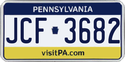 PA license plate JCF3682