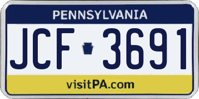 PA license plate JCF3691