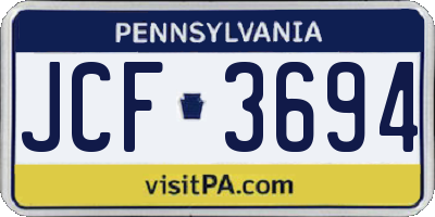 PA license plate JCF3694