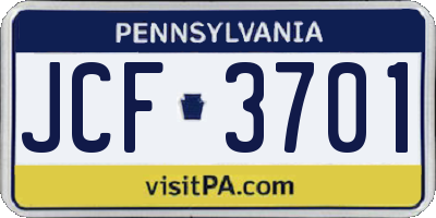 PA license plate JCF3701