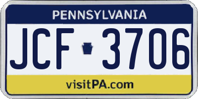 PA license plate JCF3706