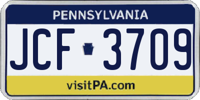 PA license plate JCF3709