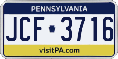PA license plate JCF3716