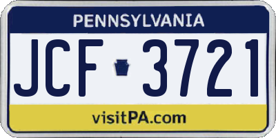 PA license plate JCF3721