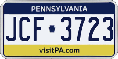 PA license plate JCF3723