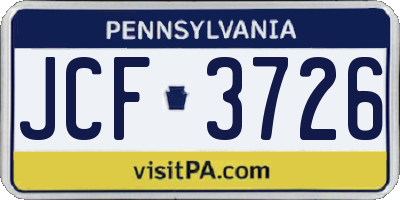 PA license plate JCF3726