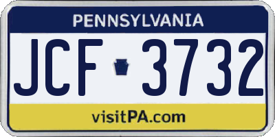 PA license plate JCF3732