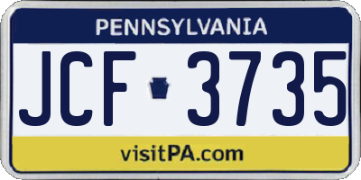 PA license plate JCF3735