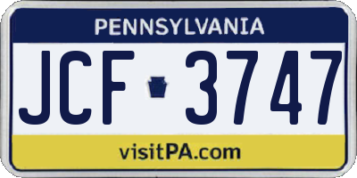 PA license plate JCF3747