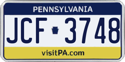 PA license plate JCF3748
