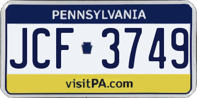 PA license plate JCF3749