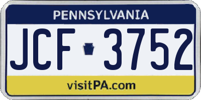 PA license plate JCF3752