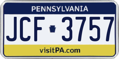 PA license plate JCF3757