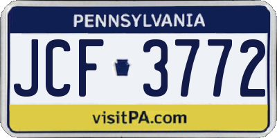 PA license plate JCF3772