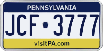 PA license plate JCF3777
