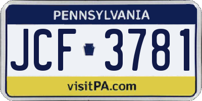 PA license plate JCF3781