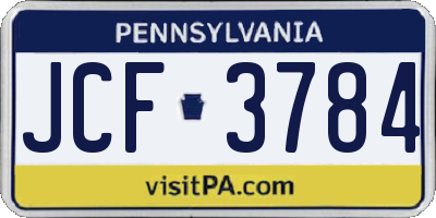 PA license plate JCF3784