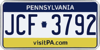 PA license plate JCF3792