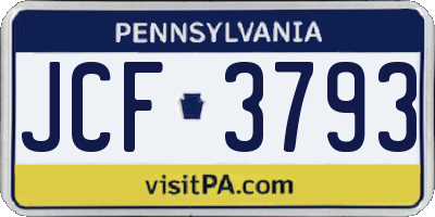 PA license plate JCF3793