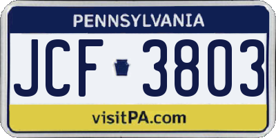 PA license plate JCF3803