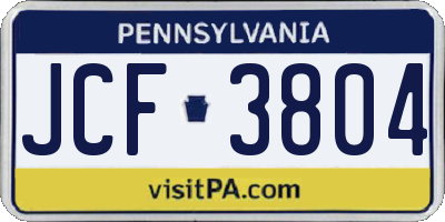 PA license plate JCF3804