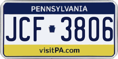 PA license plate JCF3806