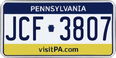 PA license plate JCF3807