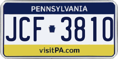 PA license plate JCF3810