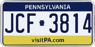PA license plate JCF3814