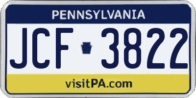 PA license plate JCF3822