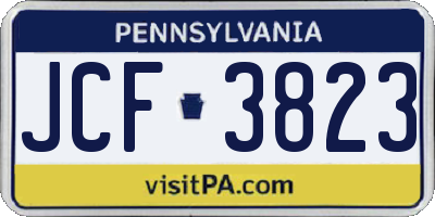 PA license plate JCF3823