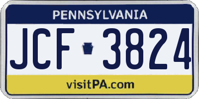 PA license plate JCF3824