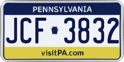 PA license plate JCF3832