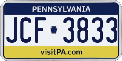 PA license plate JCF3833
