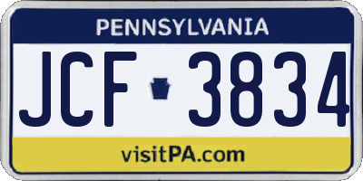 PA license plate JCF3834