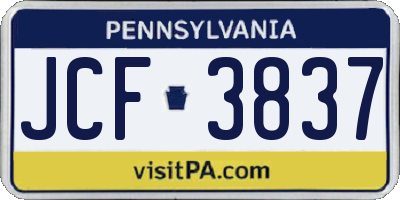 PA license plate JCF3837