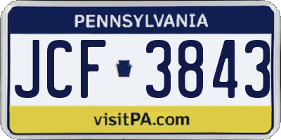 PA license plate JCF3843