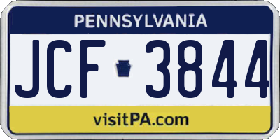 PA license plate JCF3844