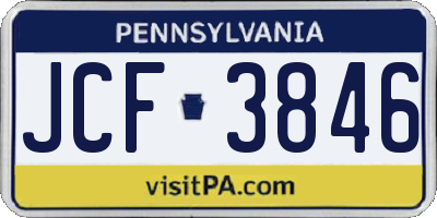 PA license plate JCF3846