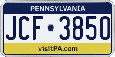 PA license plate JCF3850
